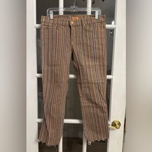 MOTHER Women's Multicolor Striped The Rascal Fray Jeans in High Meadow Size 29